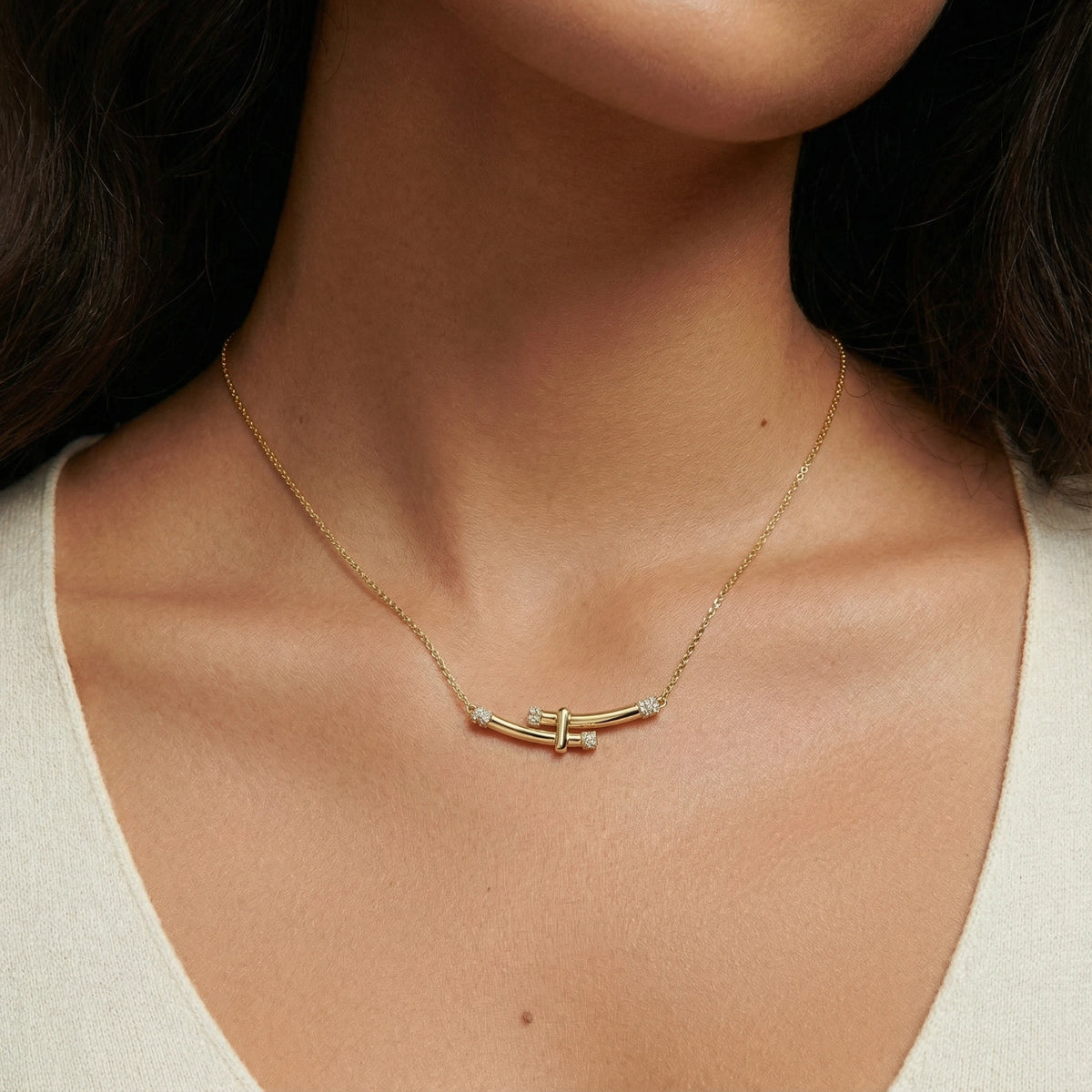 Bamboo Crystal Arc Necklace | 3EyeJewEls