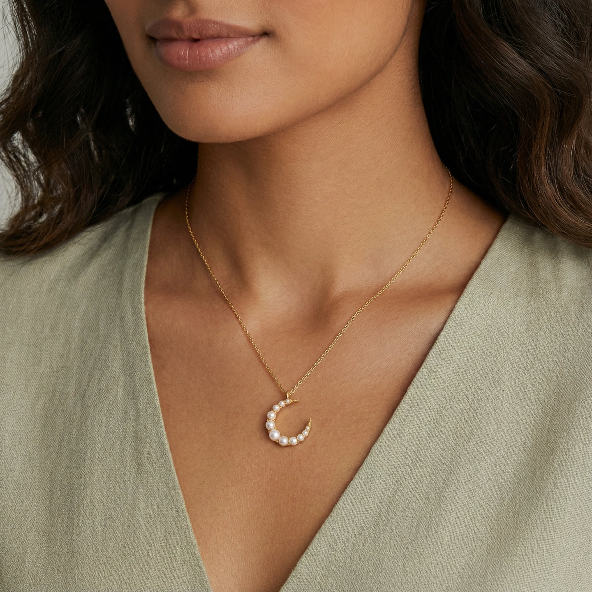 Luna Pearl Crescent Necklace | 3EyeJewEls