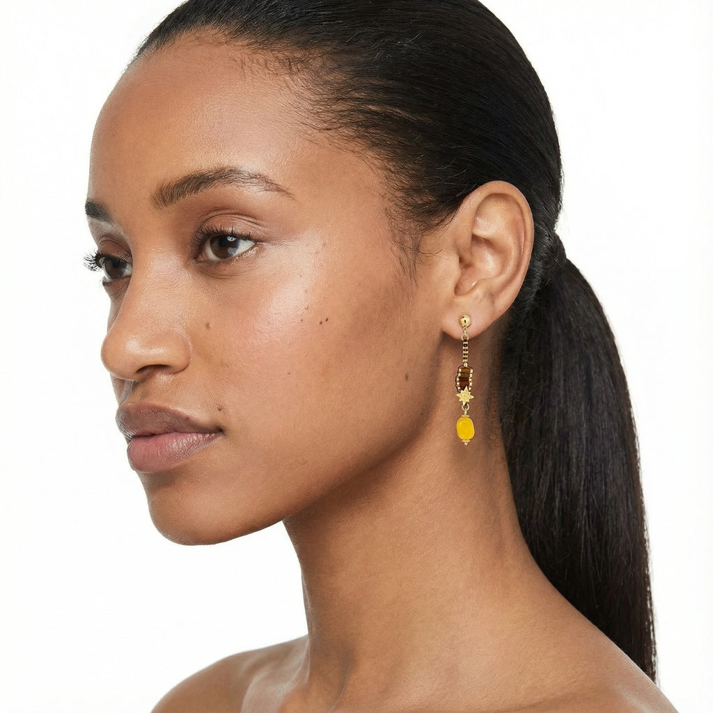 Celestial Amber Drop Earrings | 3EyeJewEls