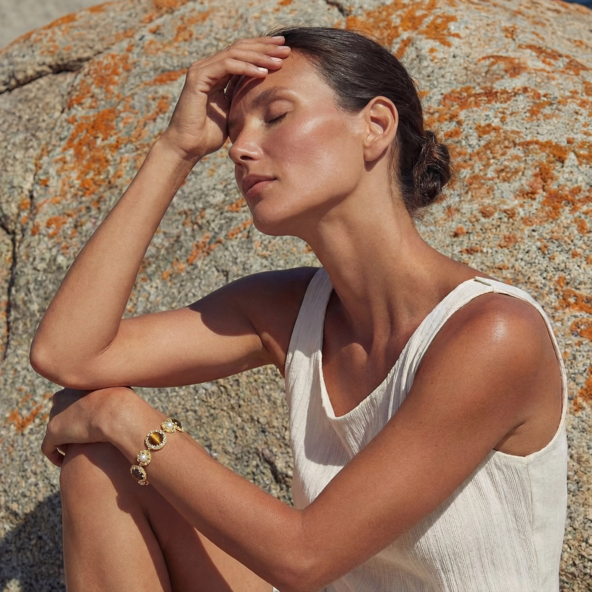 Tiger's Eye Pearl Wisdom Bracelet | 3EyeJewEls