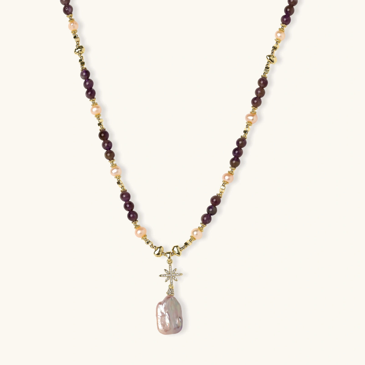 Celestial Amethyst Pearl Necklace | 3EyeJewEls