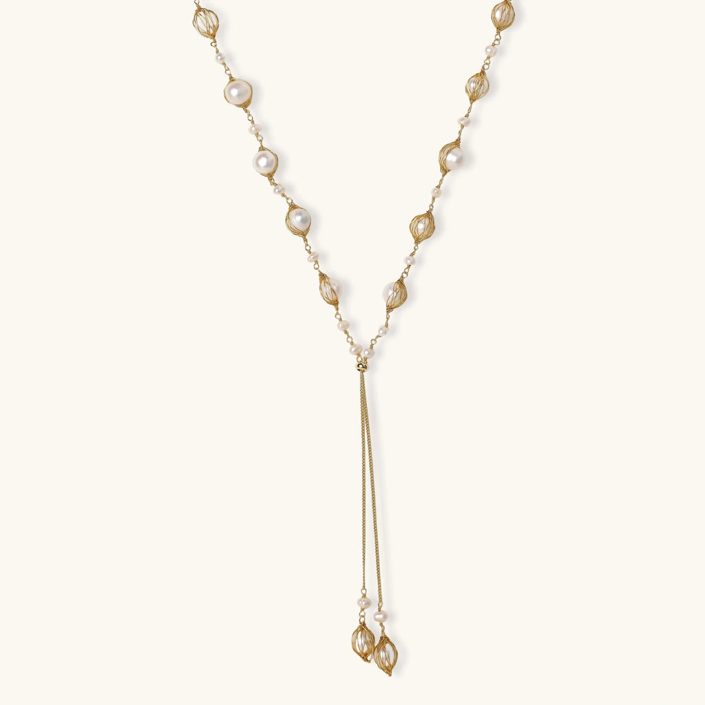 Golden Pearl Lariat | 3EyeJewEls