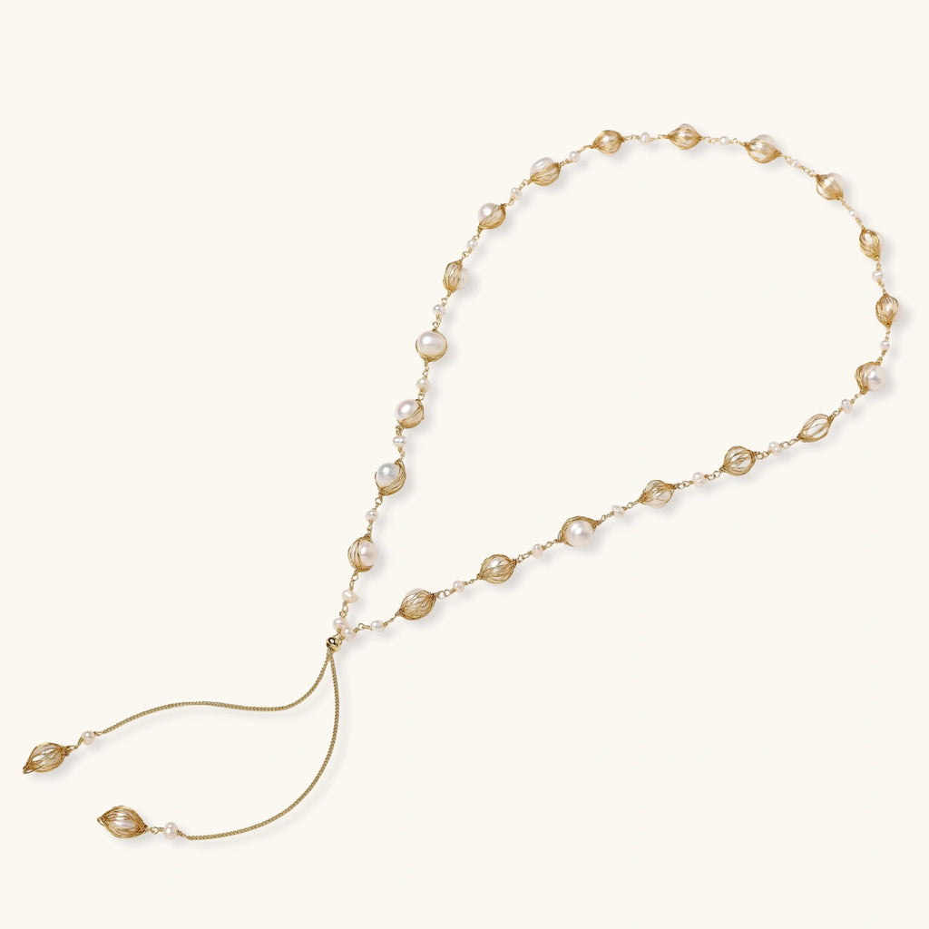 Golden Pearl Lariat | 3EyeJewEls