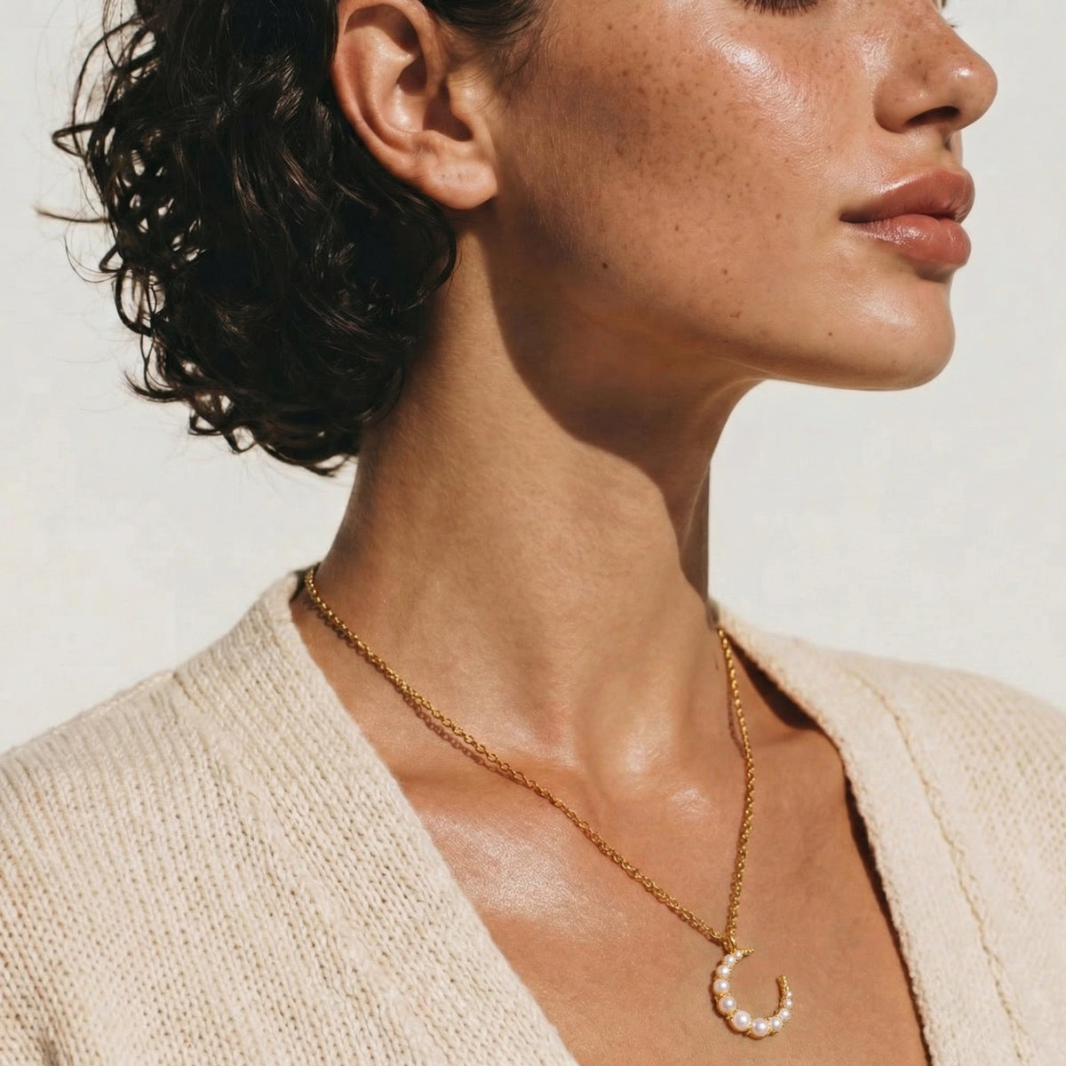 Luna Pearl Crescent Necklace | 3EyeJewEls