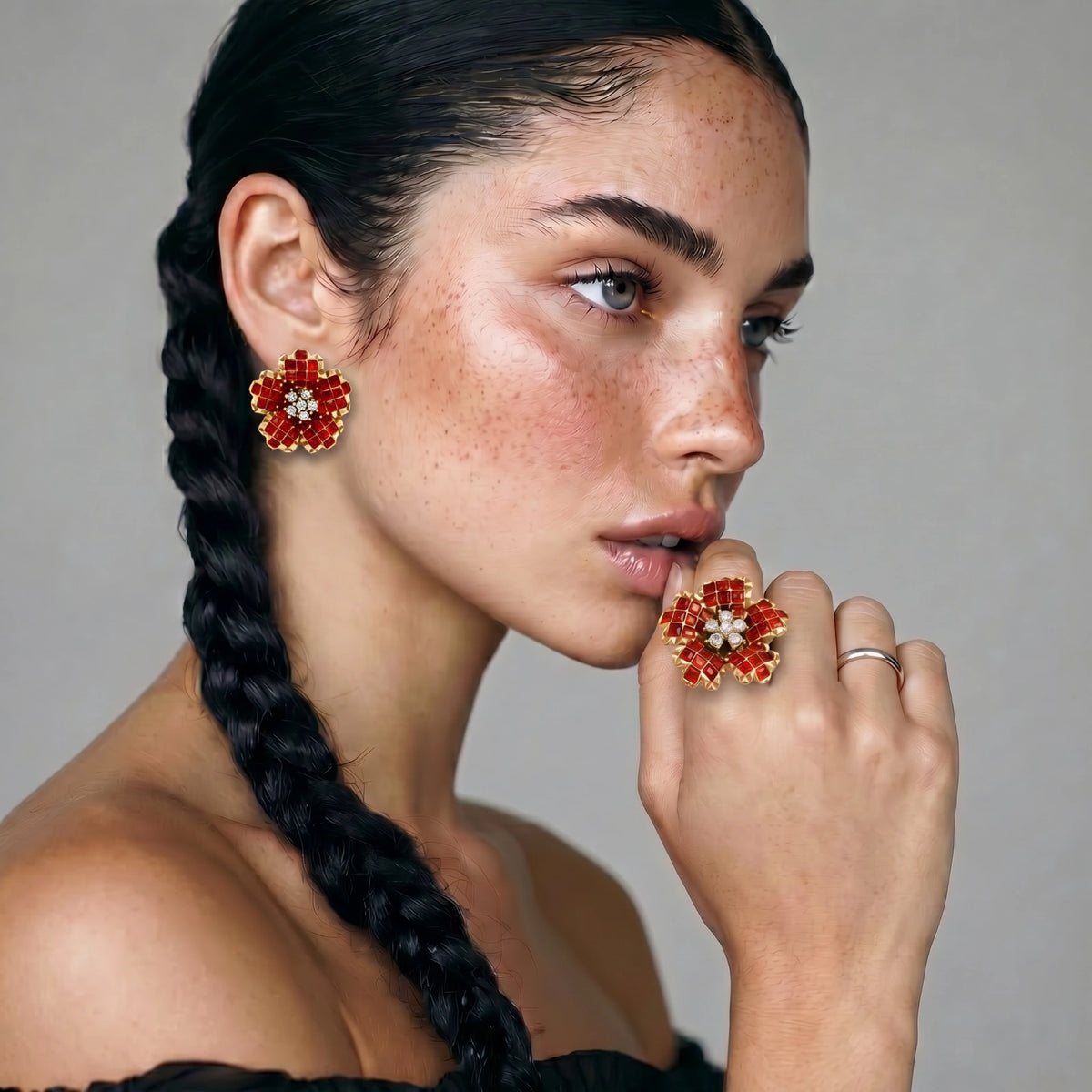 Ruby Bloom Stud Earrings | 3EyeJewEls