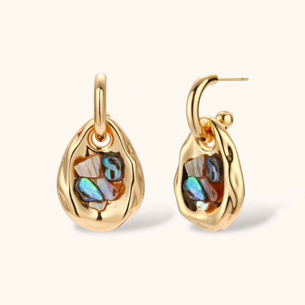 Shell Mosaic Convertible Hoops | 3EyeJewEls