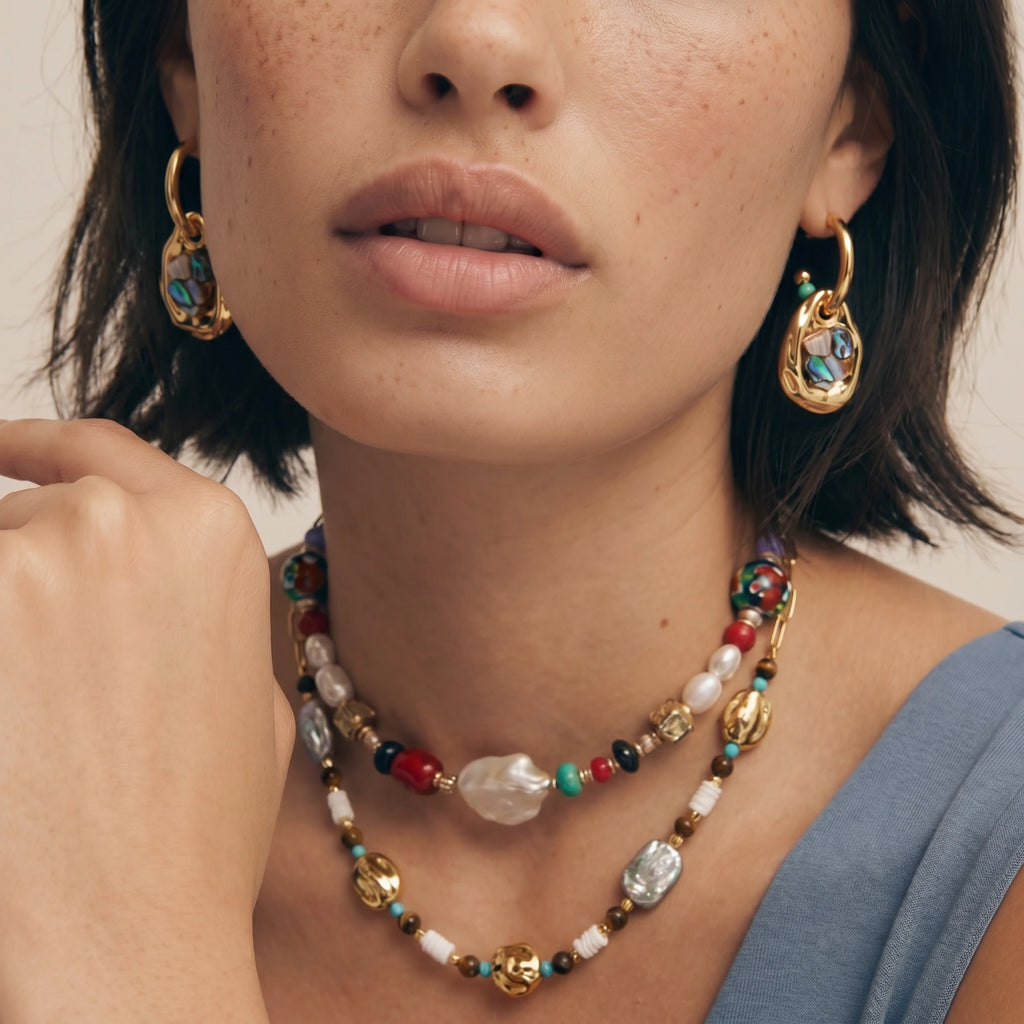 Shell Mosaic Convertible Hoops | 3EyeJewEls