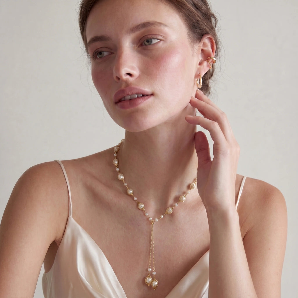 Golden Pearl Lariat | 3EyeJewEls