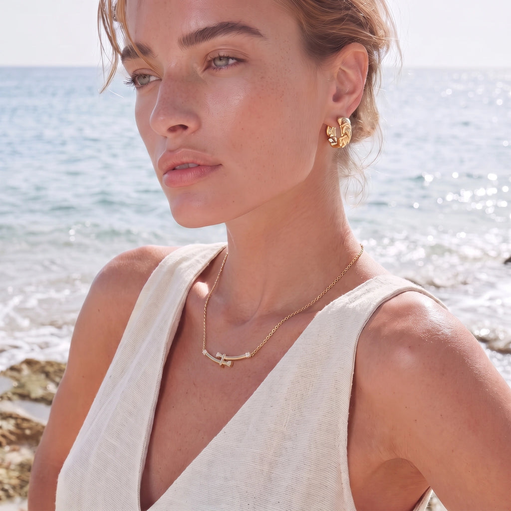 Bamboo Crystal Arc Necklace | 3EyeJewEls