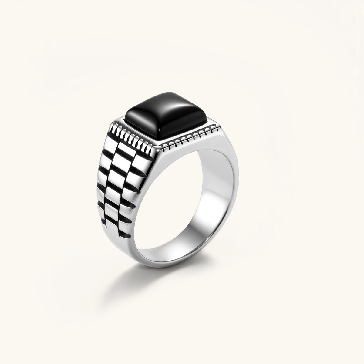 Checkered Onyx Signet Ring | 3EyeJewEls