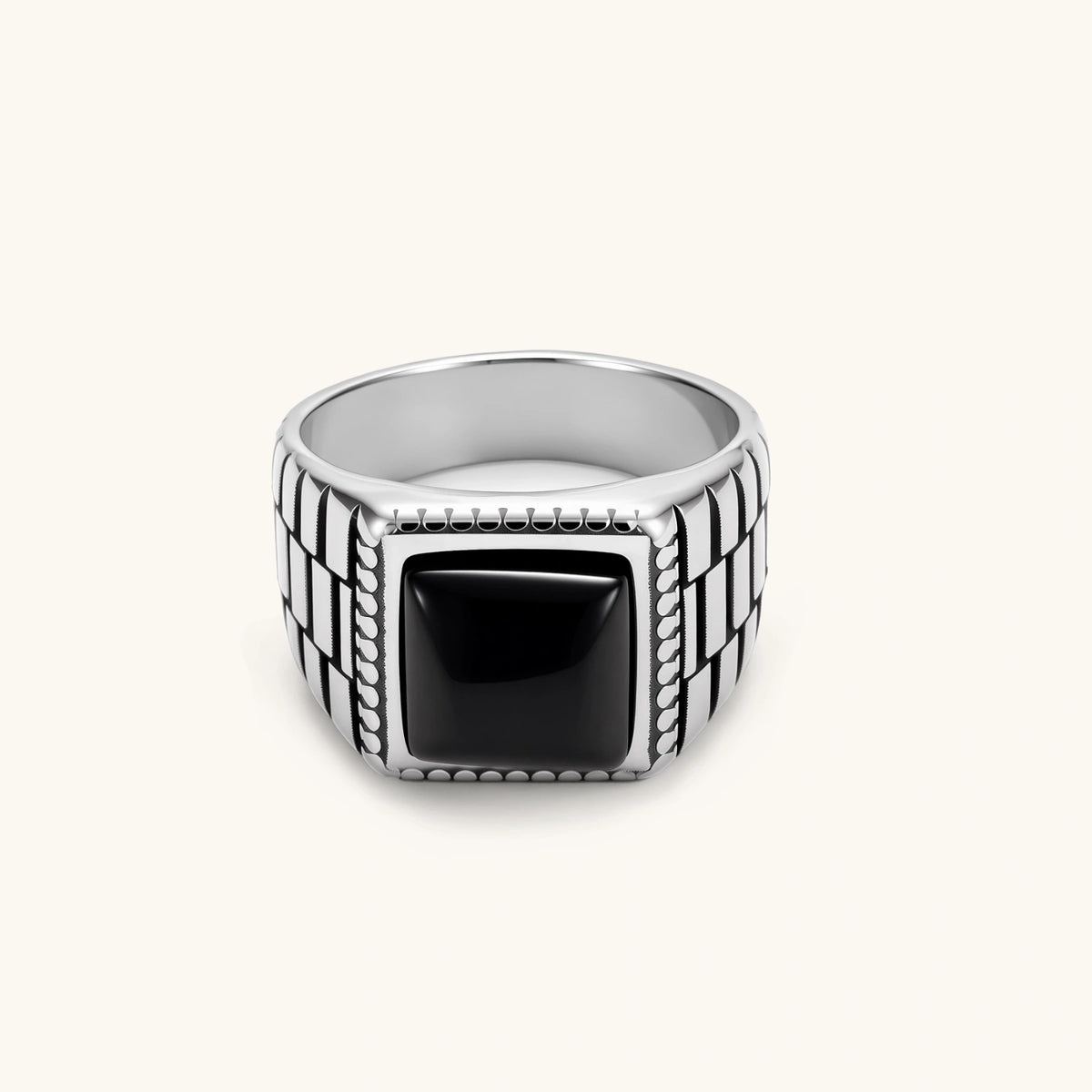 Checkered Onyx Signet Ring | 3EyeJewEls