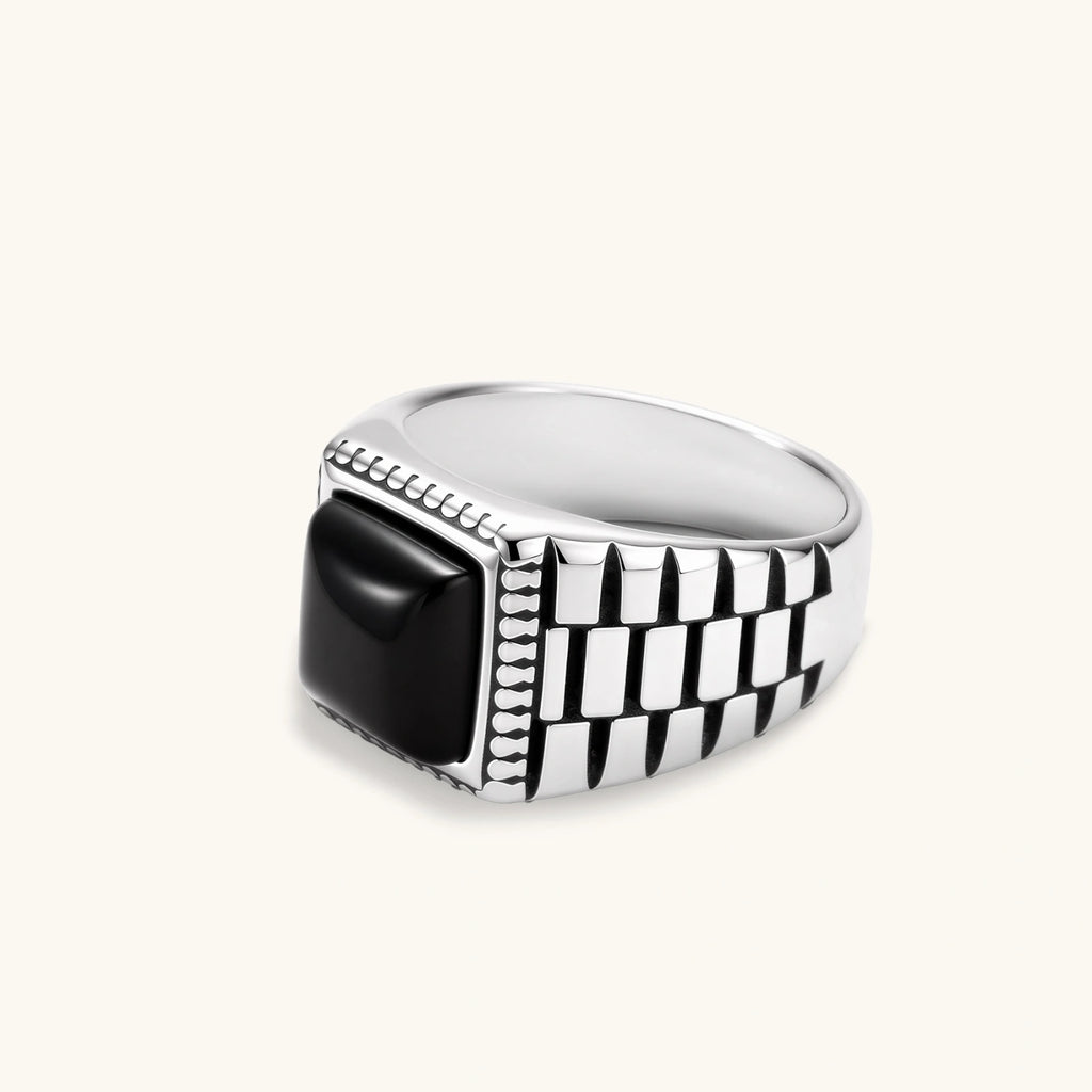 Checkered Onyx Signet Ring | 3EyeJewEls