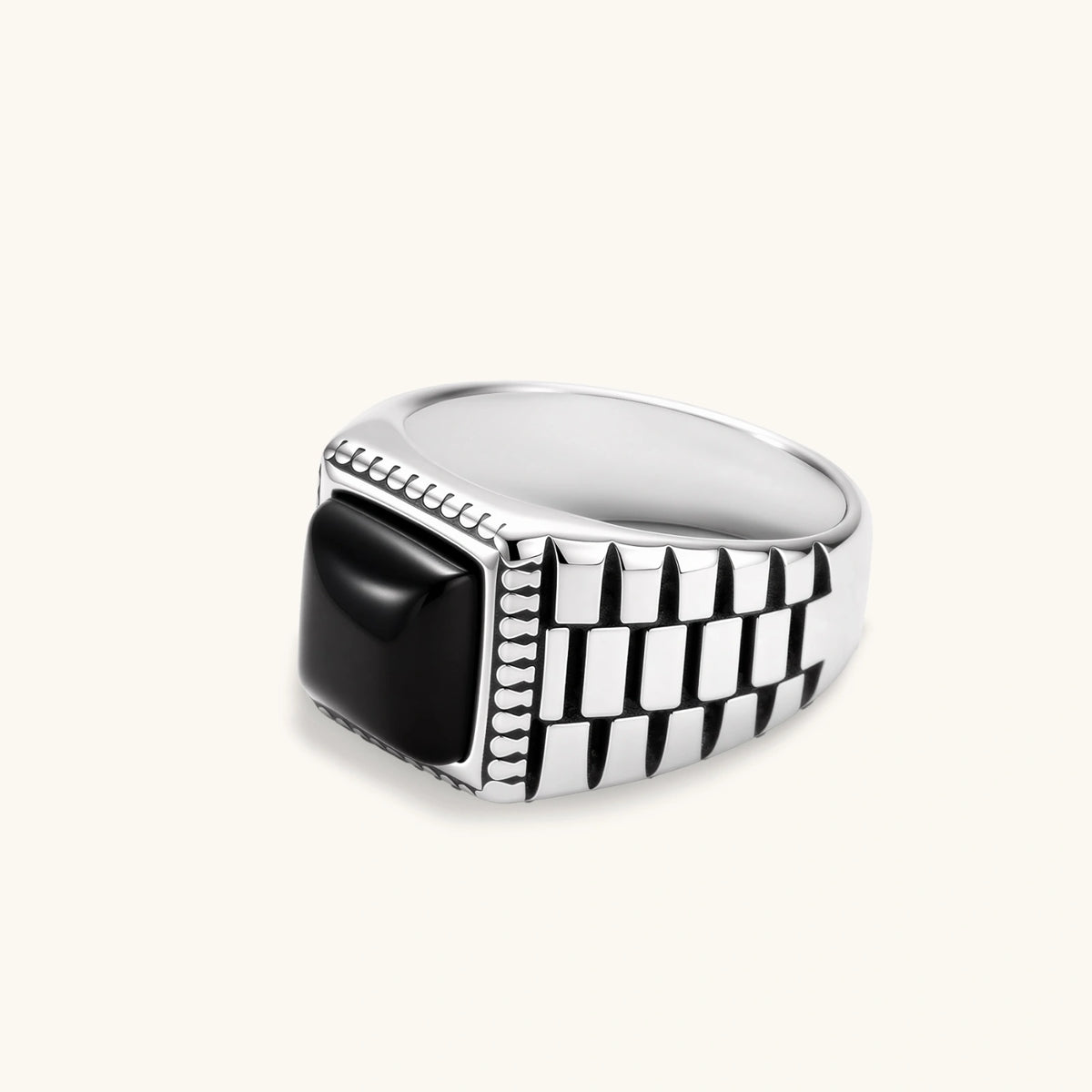 Checkered Onyx Signet Ring | 3EyeJewEls