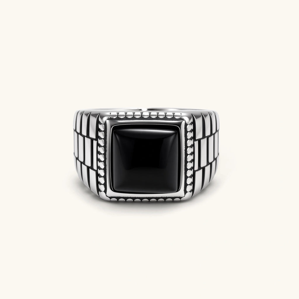 Checkered Onyx Signet Ring | 3EyeJewEls