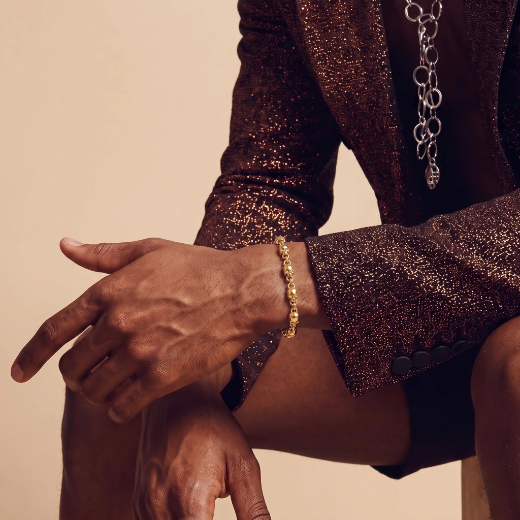 Golden Rolo Skull Link Bracelet | 3EyeJewEls