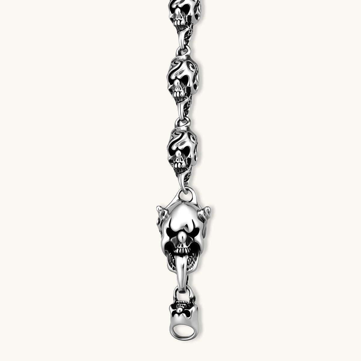 Sterling Silver Scrollwork Skull Link Bracelet | 3EyeJewEls