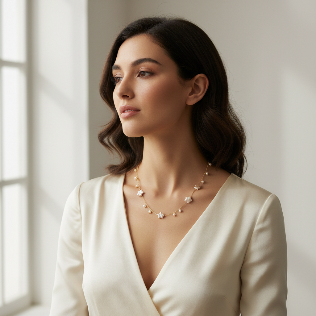 Celestial Pearl Stars Necklace